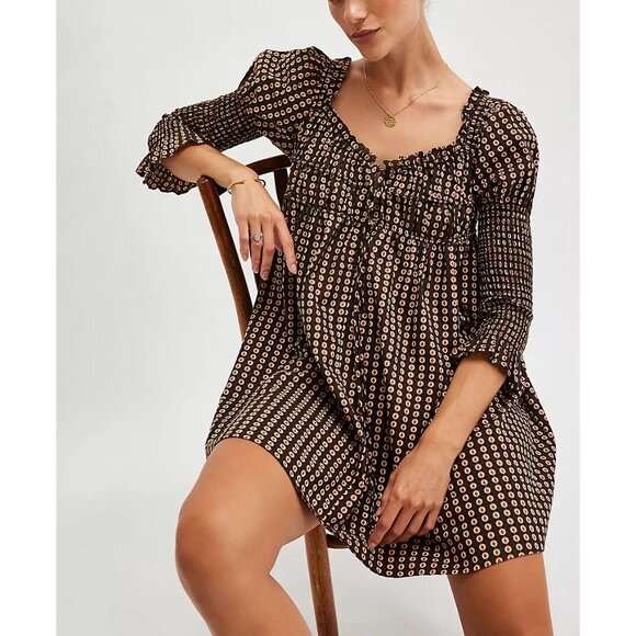 NWT Free People Black and Brown Mini Dress - Picture 9 of 16